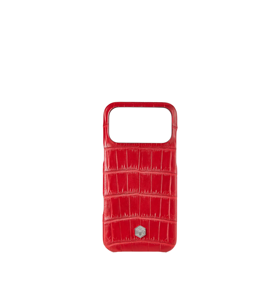 Marina De Golle Crocodile leather phone case Red 17 Pro Max