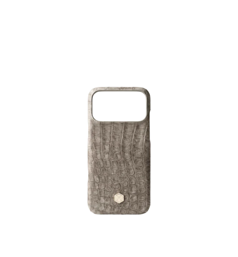 Marina De Golle Crocodile Leather Phone Case Grey 17 Pro Max