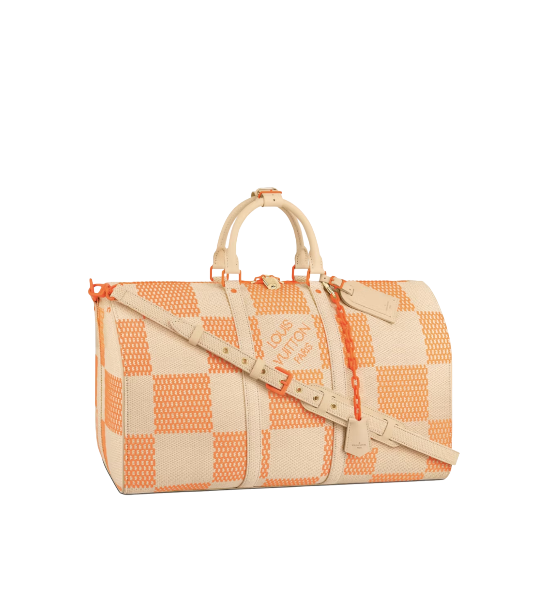LOUIS VUITTON KEEPALL 50 BAND. RAPHIA ORANGE