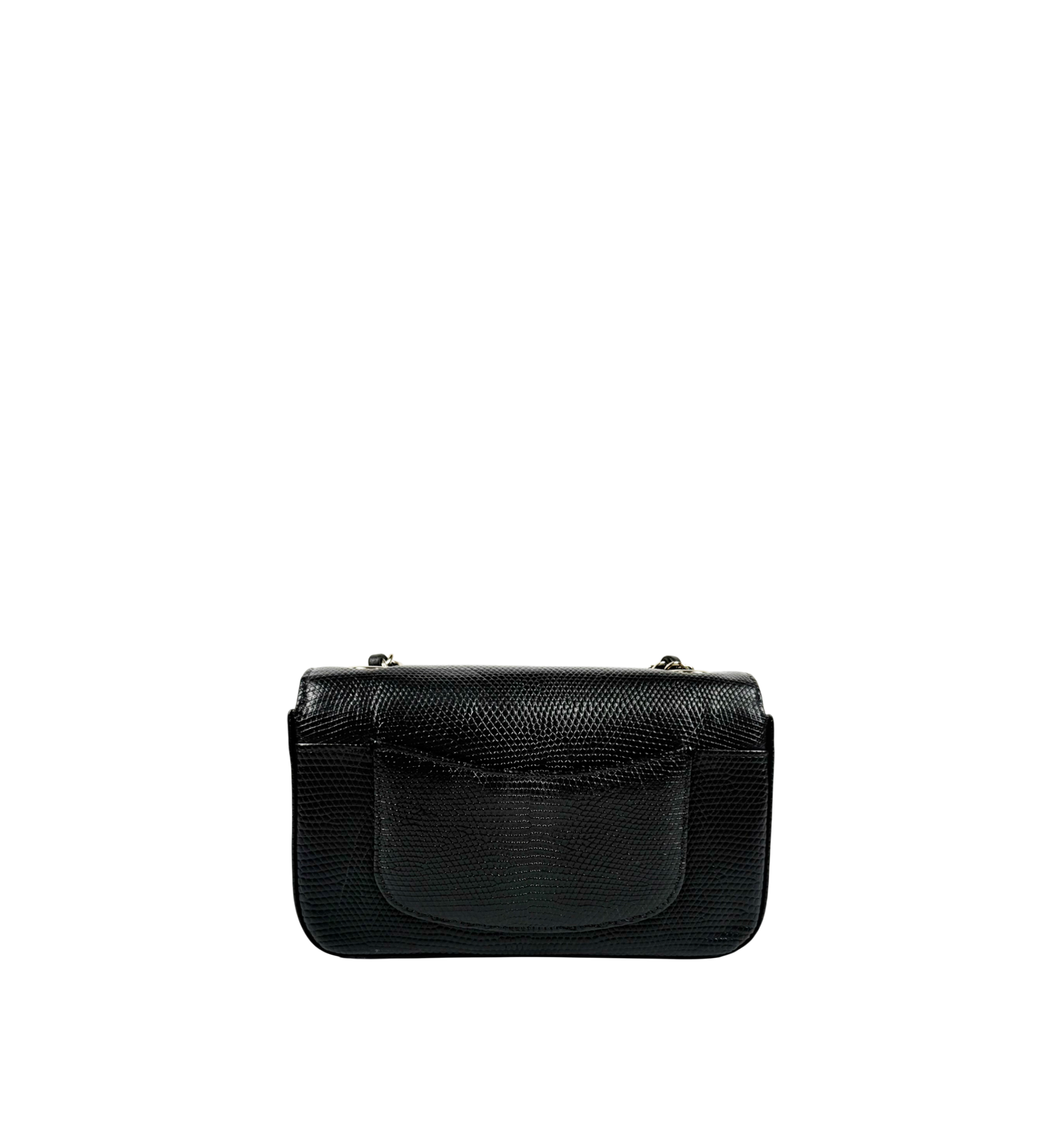 Chanel Classic Mini Flap Bag Black Lizard Leather GHW
