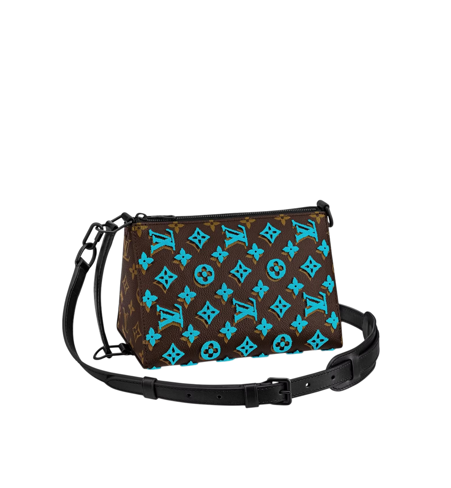 LOUIS VUITTON MONOGRAM TUFFETAGE TRIANGLE MESSENGER BLUE