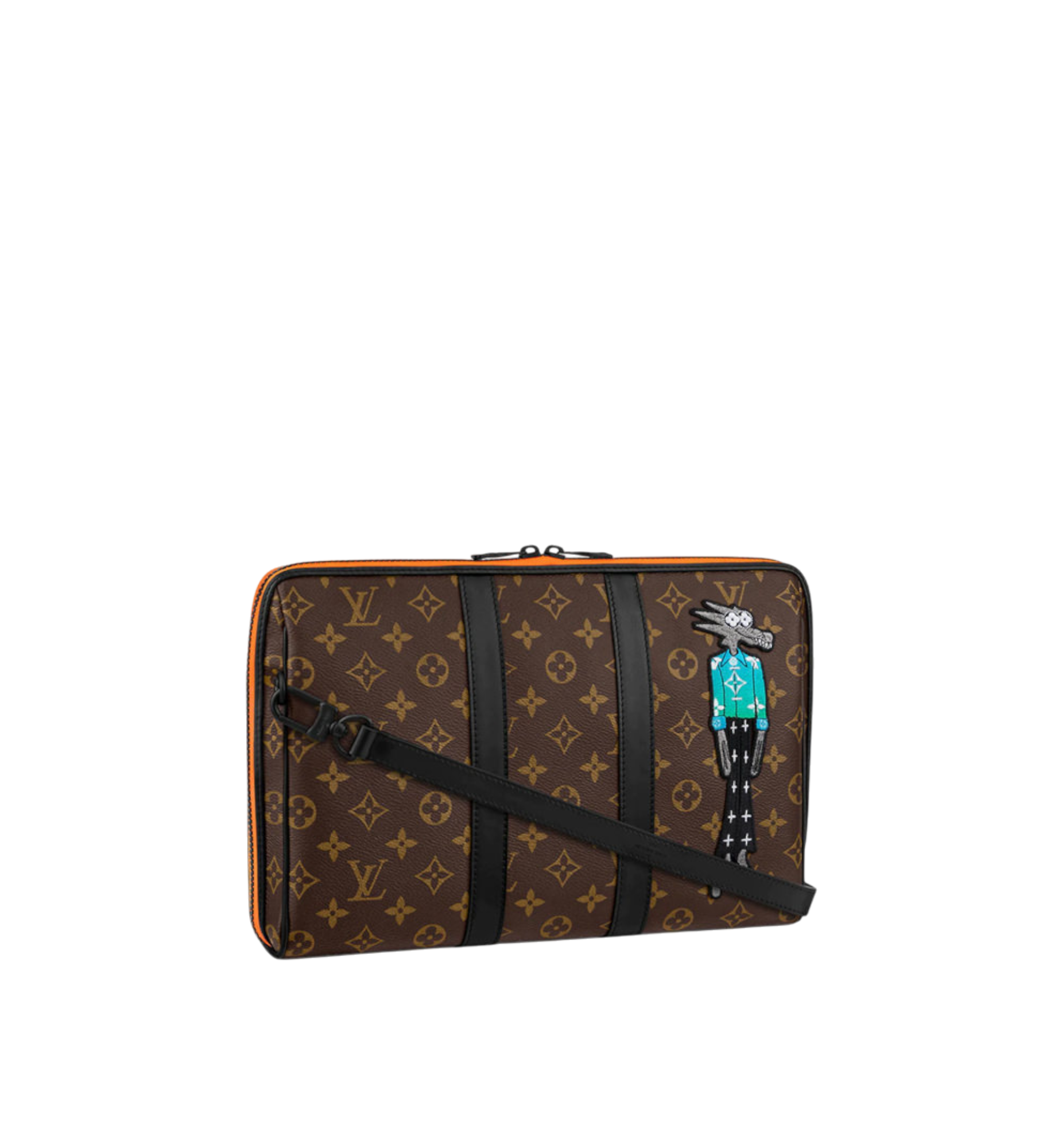 Louis Vuitton Friends Monogram Canvas Keepall Pouch Black Orange