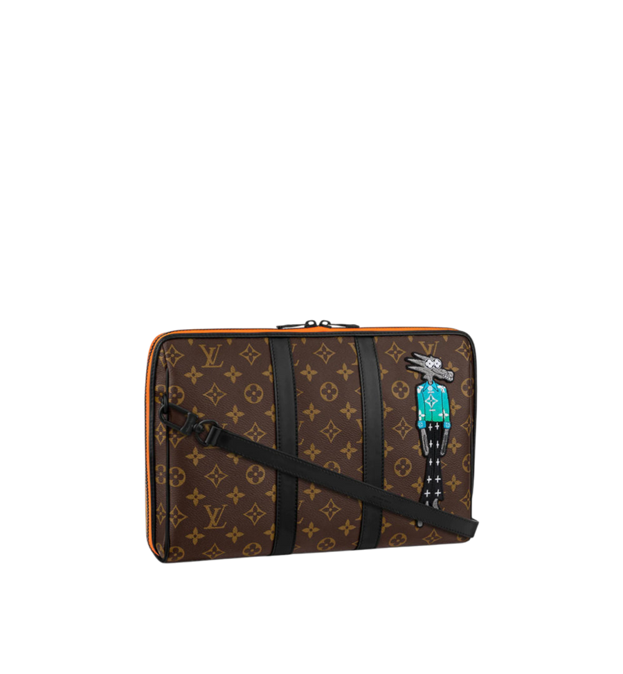Louis Vuitton Friends Monogram Canvas Keepall Pouch Black Orange