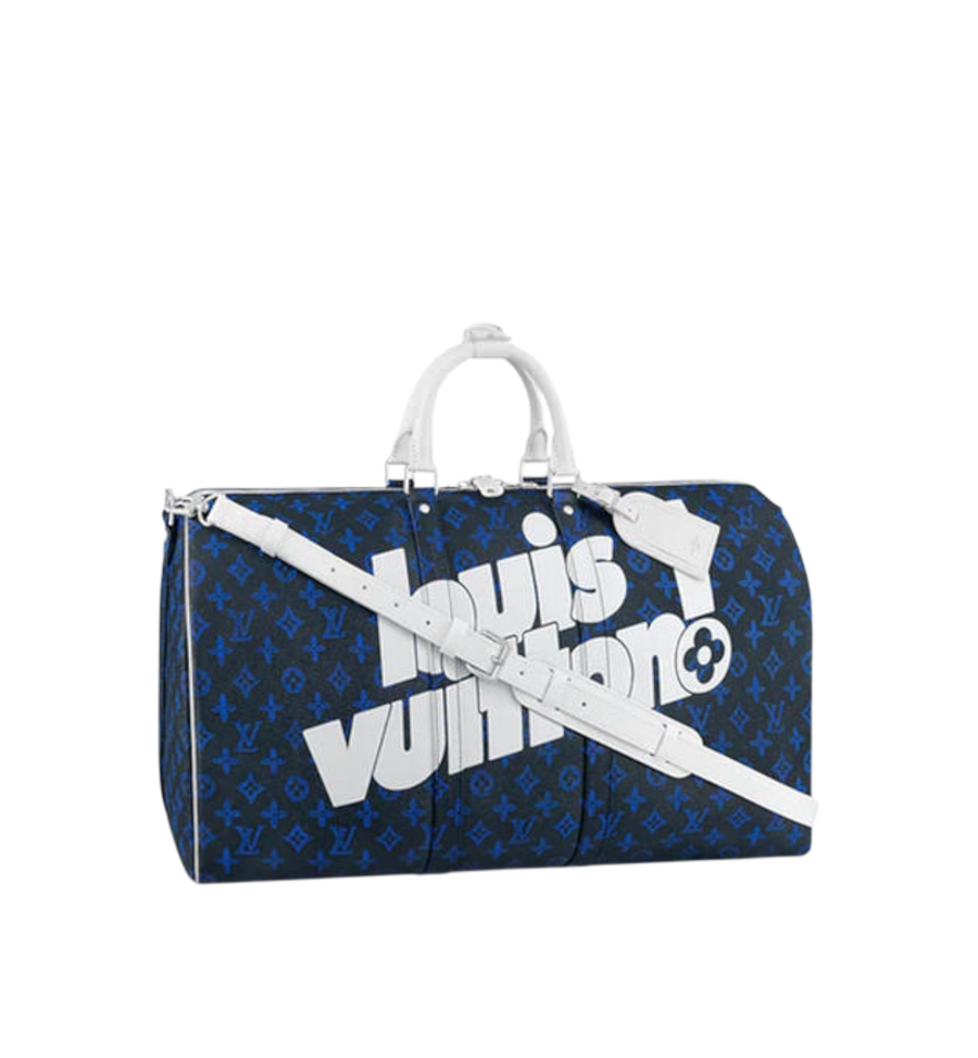 Louis Vuitton Vintage Monogram Somewhere Somehow Everyday Keepall Bandouliere 50 Blue