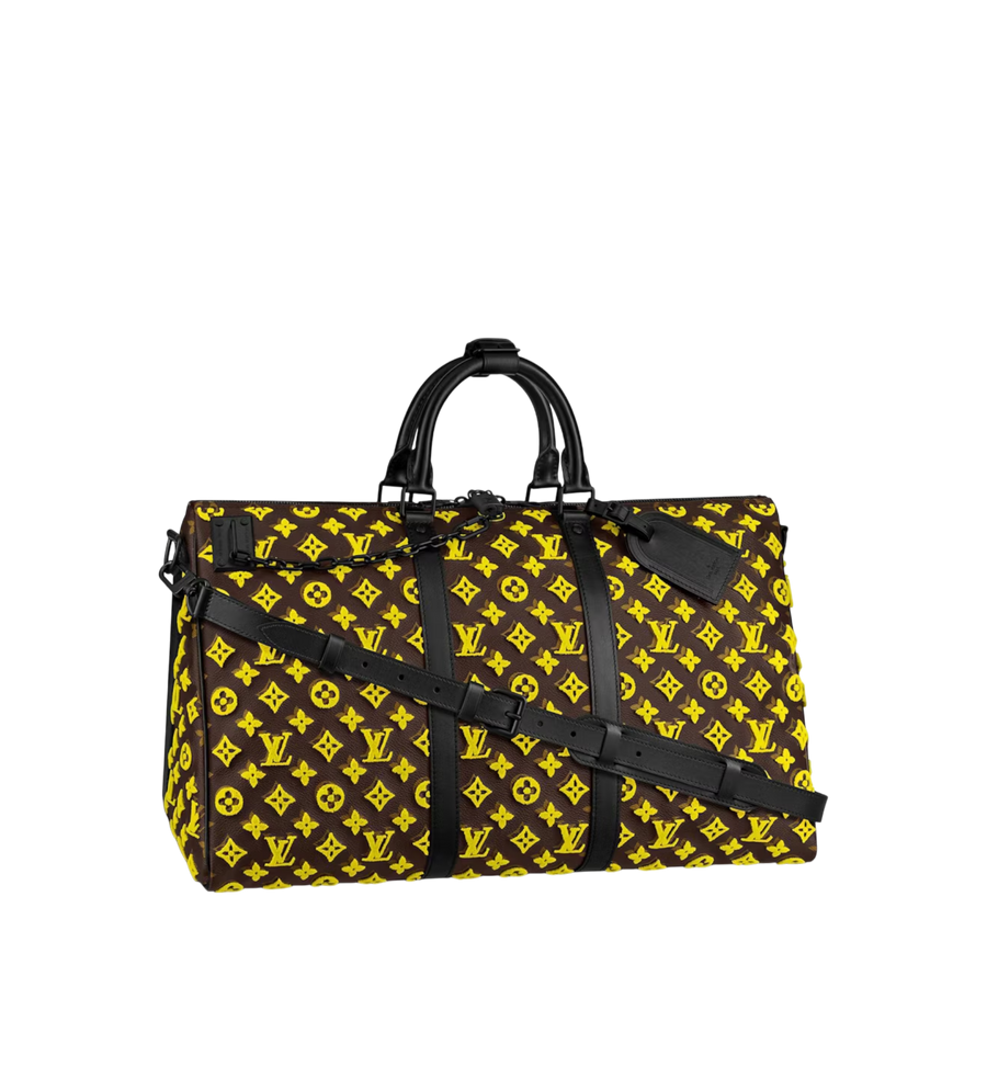 Louis Vuitton Monogram Tuffetage Keepall Triangle Bandouliere 50 Yellow