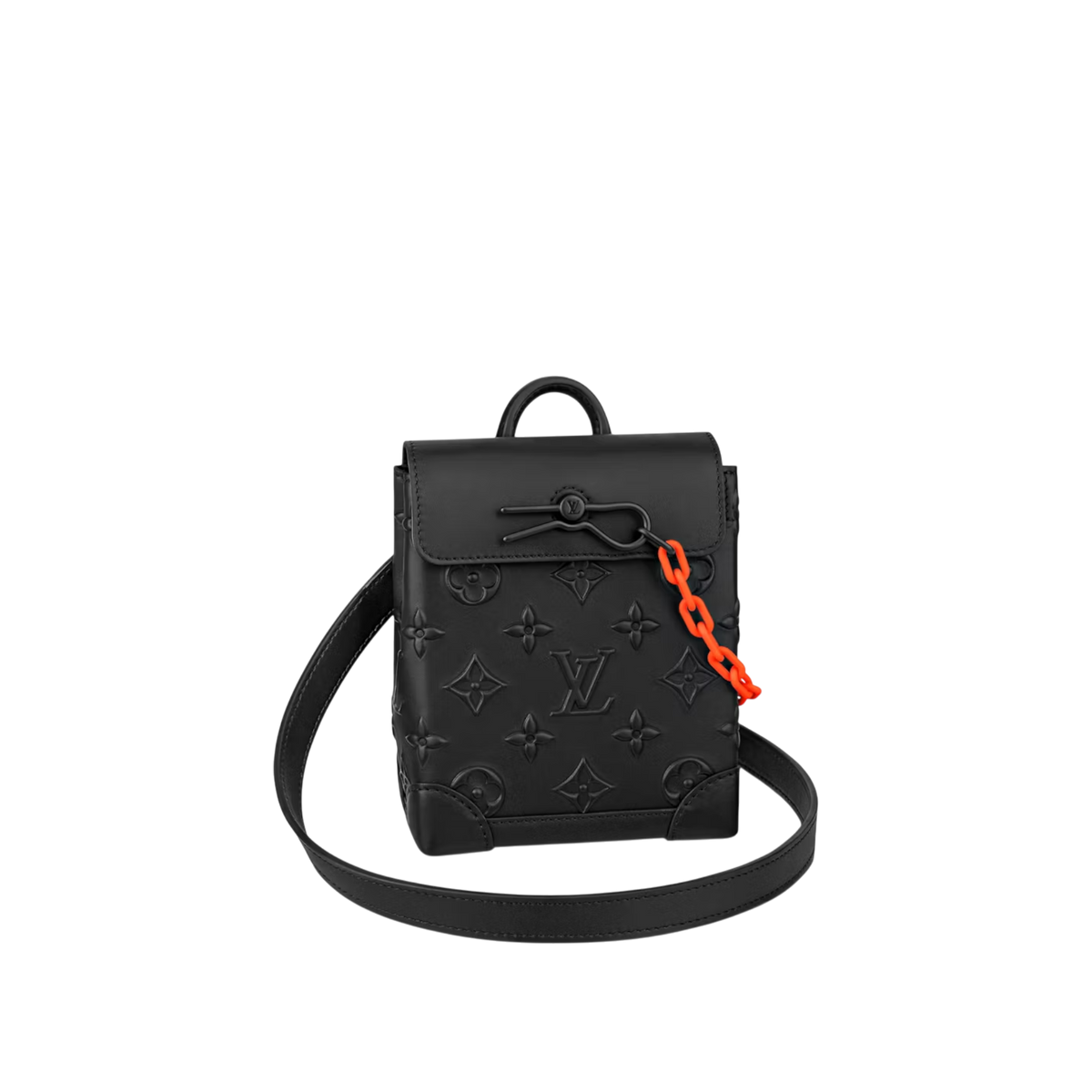 (正規品) ルイヴィトンLouis Vuitton Steamer XS バック LV Steamer XS Monogram Seal Black Bag with Orange Chain | Louis
