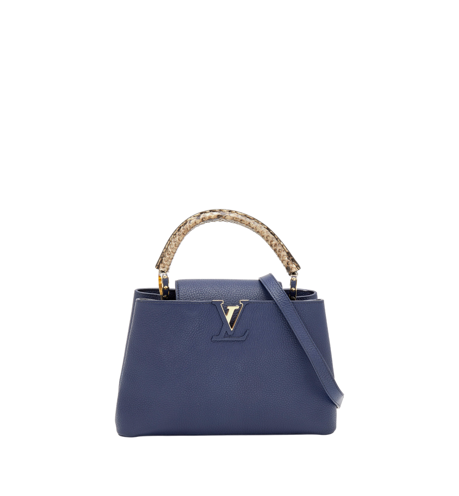 Louis Vuitton Blue Taurillon Leather and Python Capucines MM Bag