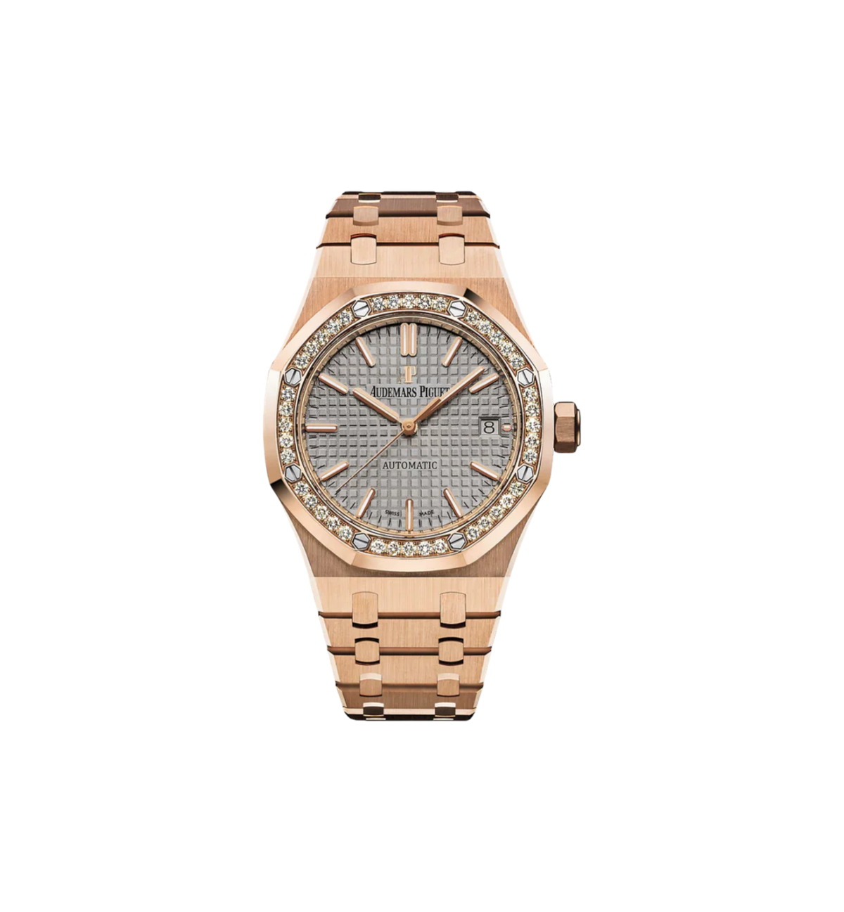 Audemars Piguet Royal Oak 18Kt Rose Gold 37Mm Grey Nickel-Toned Dial Ladies Watch