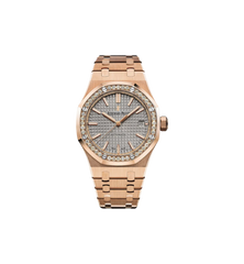 Audemars Piguet Royal Oak 18Kt Rose Gold 37Mm Grey Nickel-Toned Dial Ladies Watch