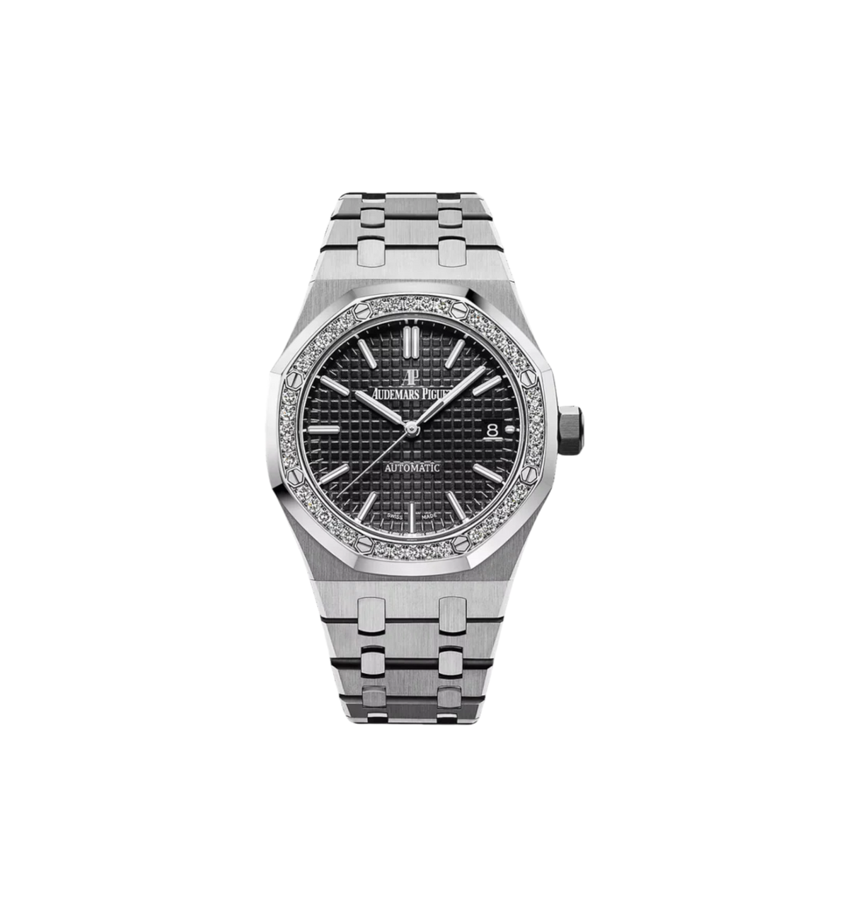 Audemars Piguet Royal Oak Stainless Steel 37Mm With Diamonds Black Dial Ladies Watch Ref. 15451St.Zz.1256St.01