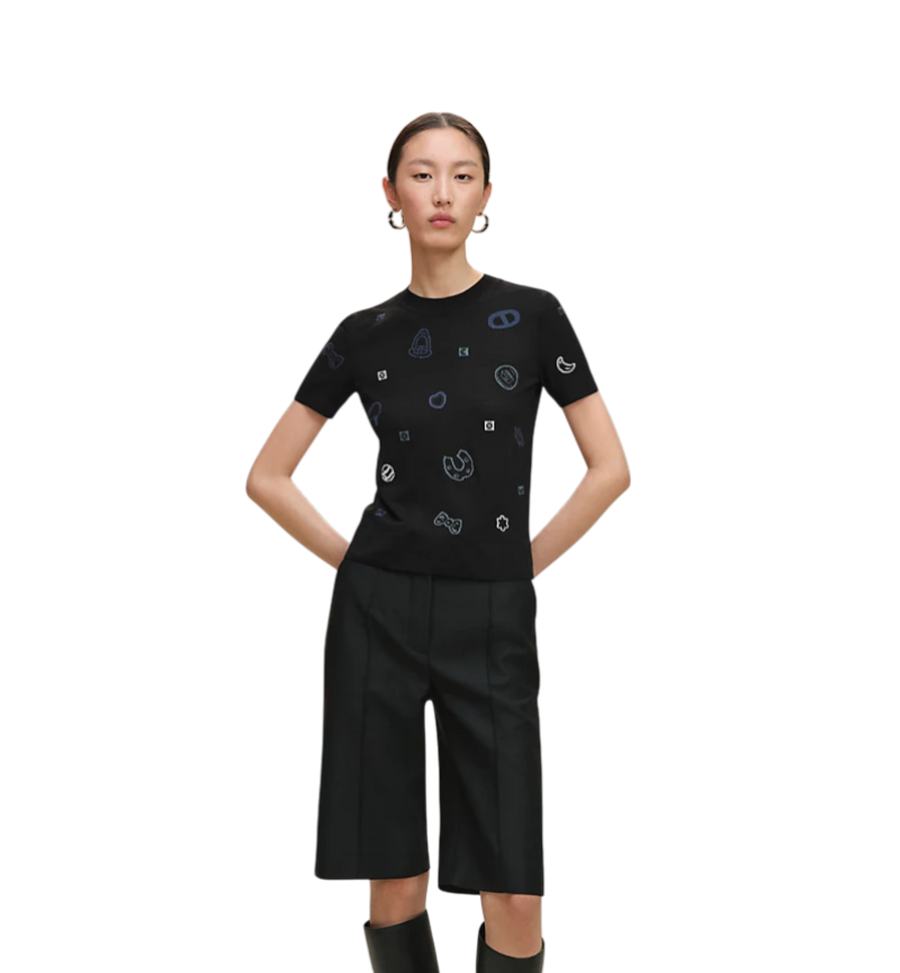Hermès "Candy Libris" Short-sleeve Sweater Noir
