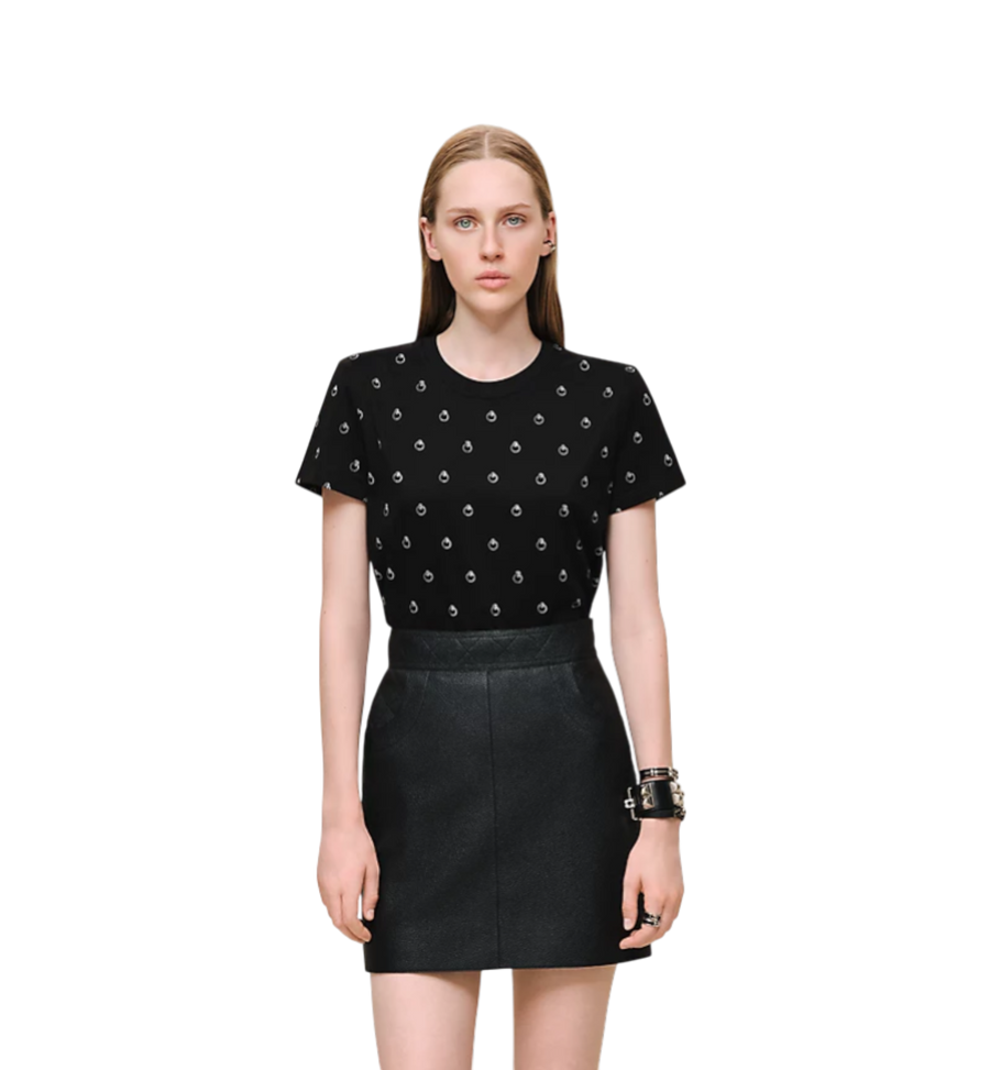 Hermès Droit Imprimé Anneau Finesse T-shirt 02 Noir