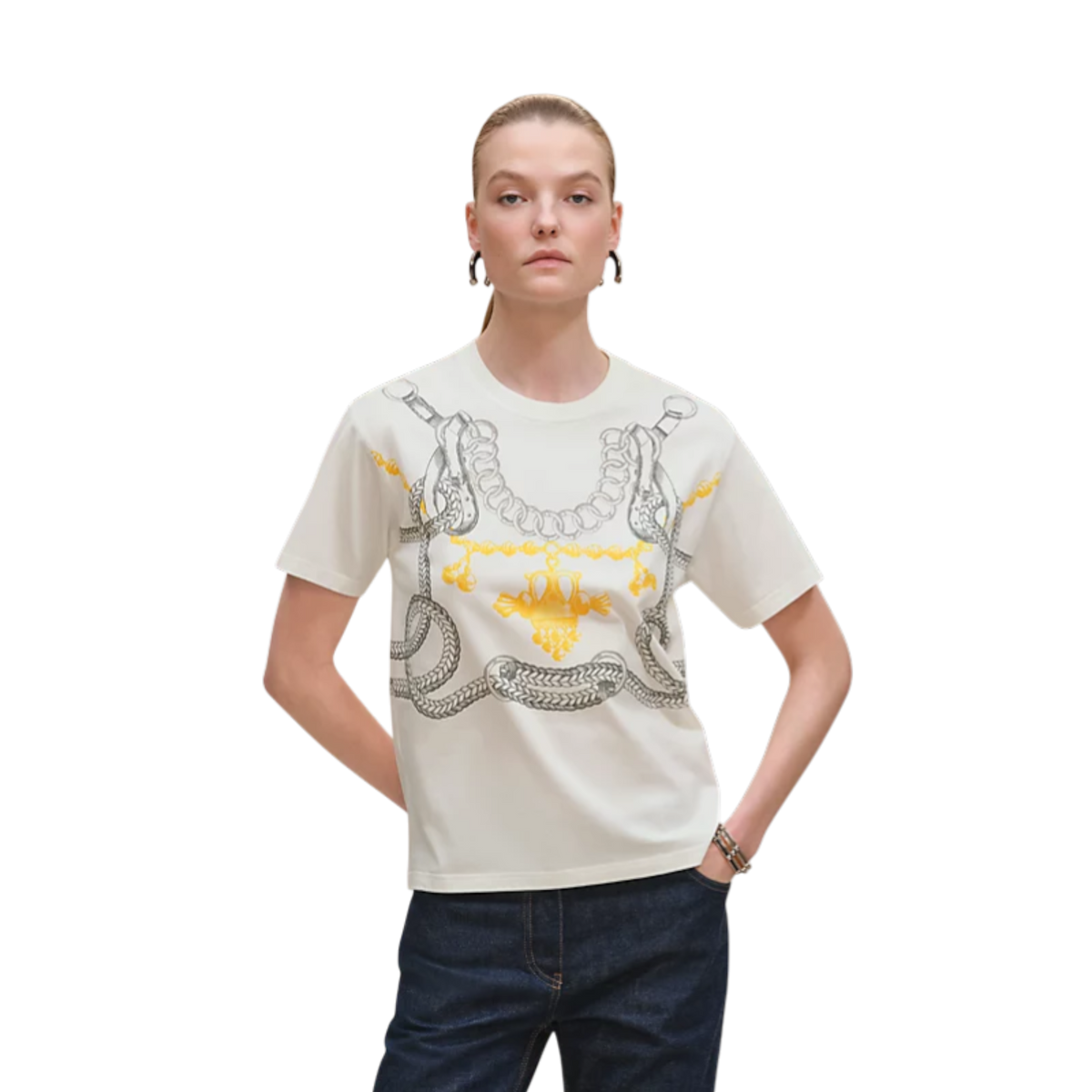 masao shimizu エルメスコラボTシャツ　HERMES Hermès Maxi Imprimé Palefroi Remix Printed T-Shirt 90 Blanc