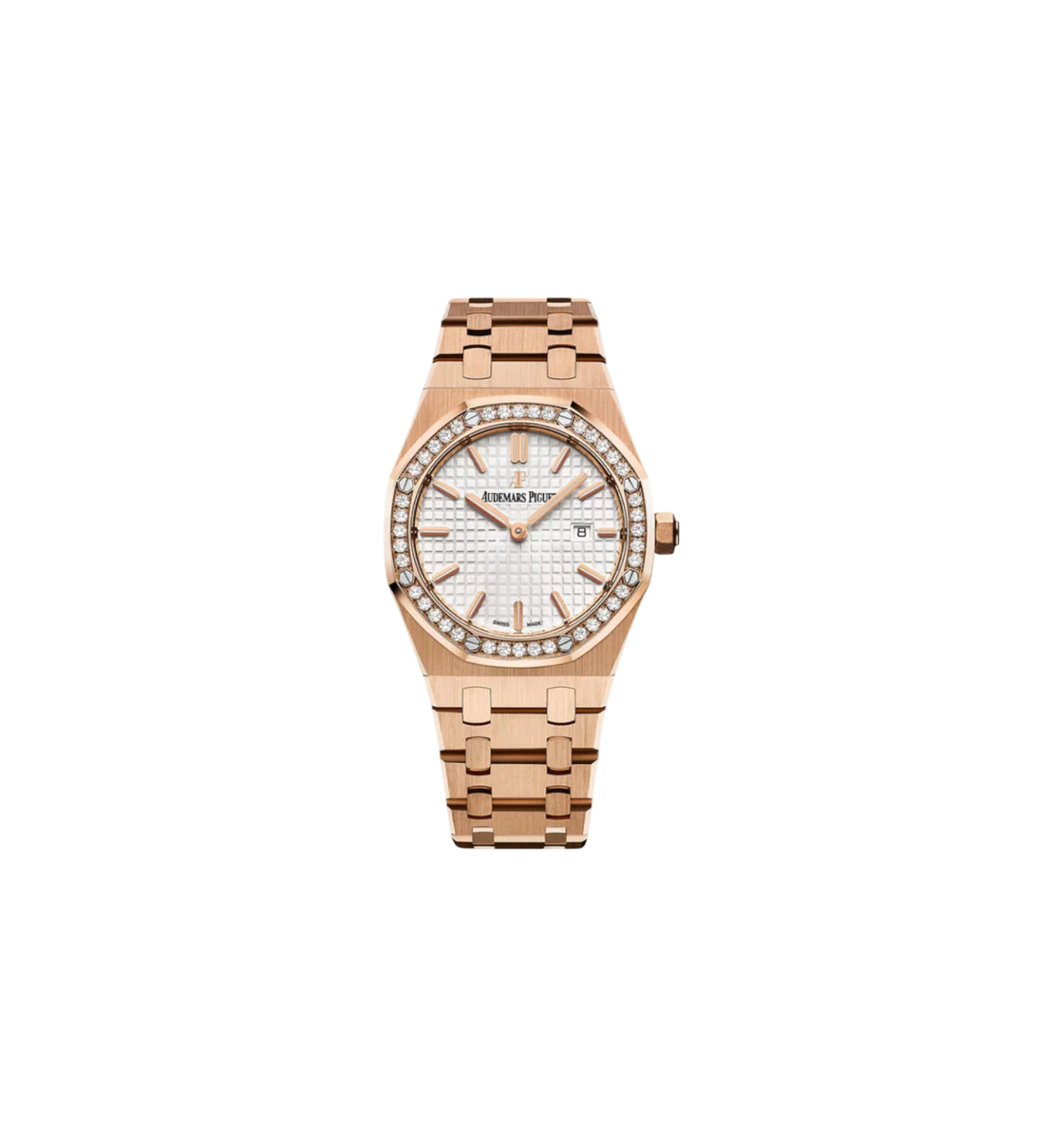 Audemars Piguet Royal Oak 18Kt Rose Gold 33Mm Silver Dial Ladies Watch Ref. 67651Or.Zz.1261Or.01