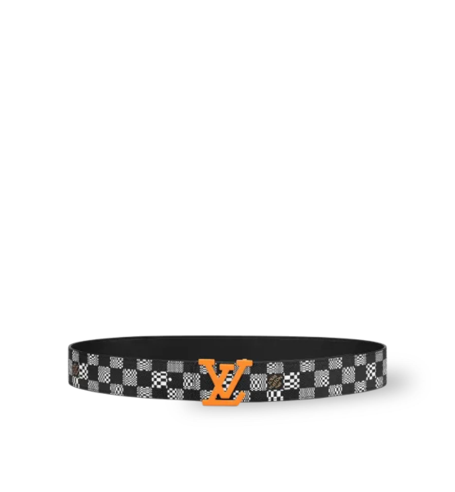 LV BELT DAMIER DISTORTED REVERSIBLE BLACK AND ORANGE