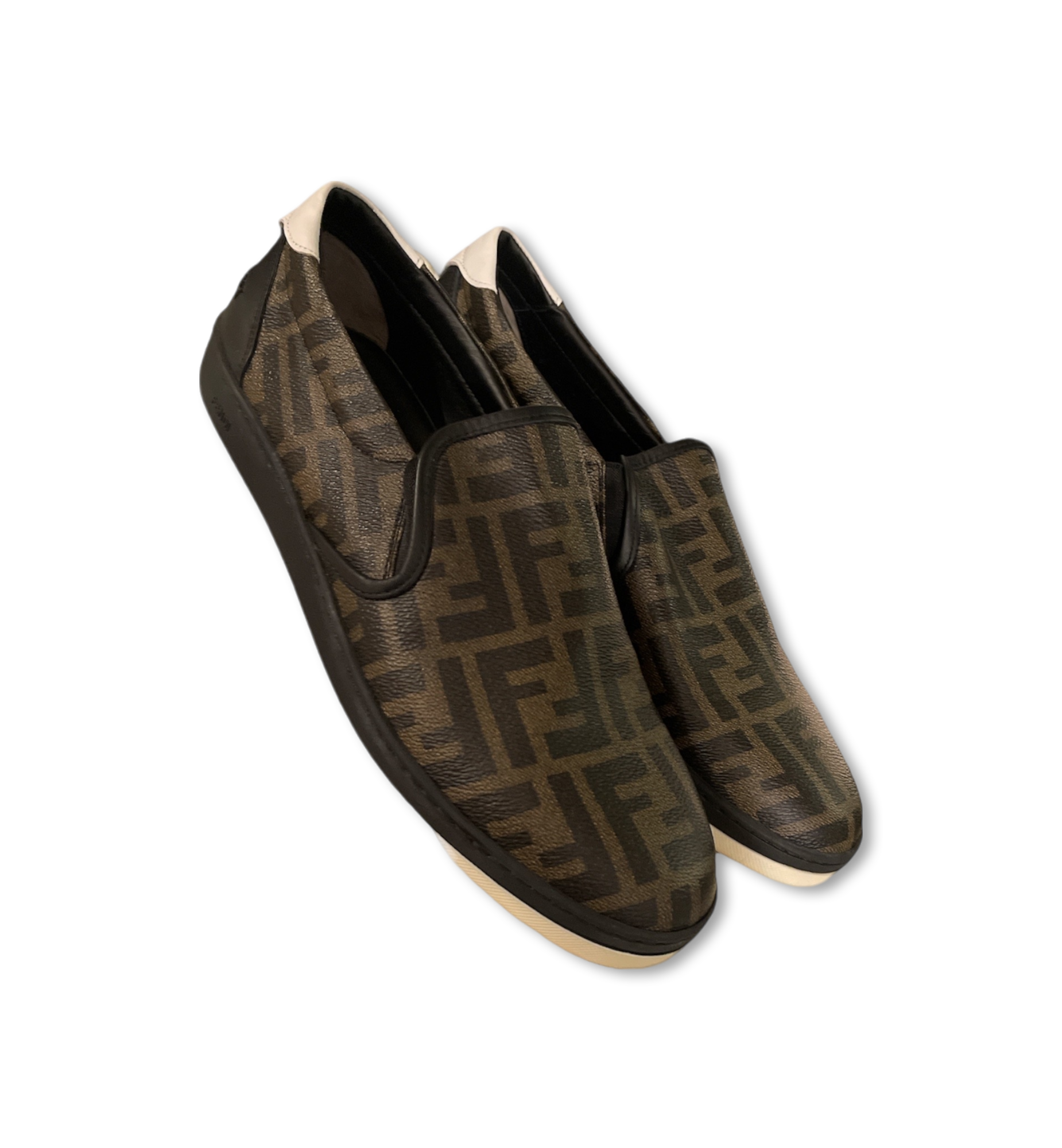 FENDI FF SLIP SNEAKERS ZUCCA BROWN MEN 9