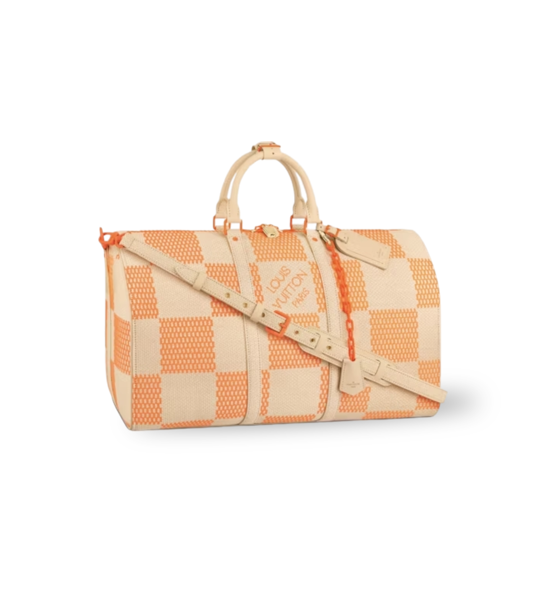 LOUIS VUITTON | KEEPALL 50 BAND. RAPHIA ORANGE