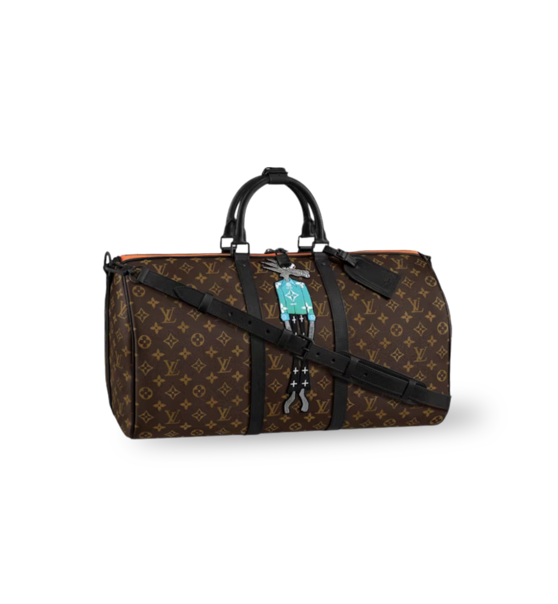 LV FRIENDS KEEPALL MONOGRAM BLACK AND ORANGE