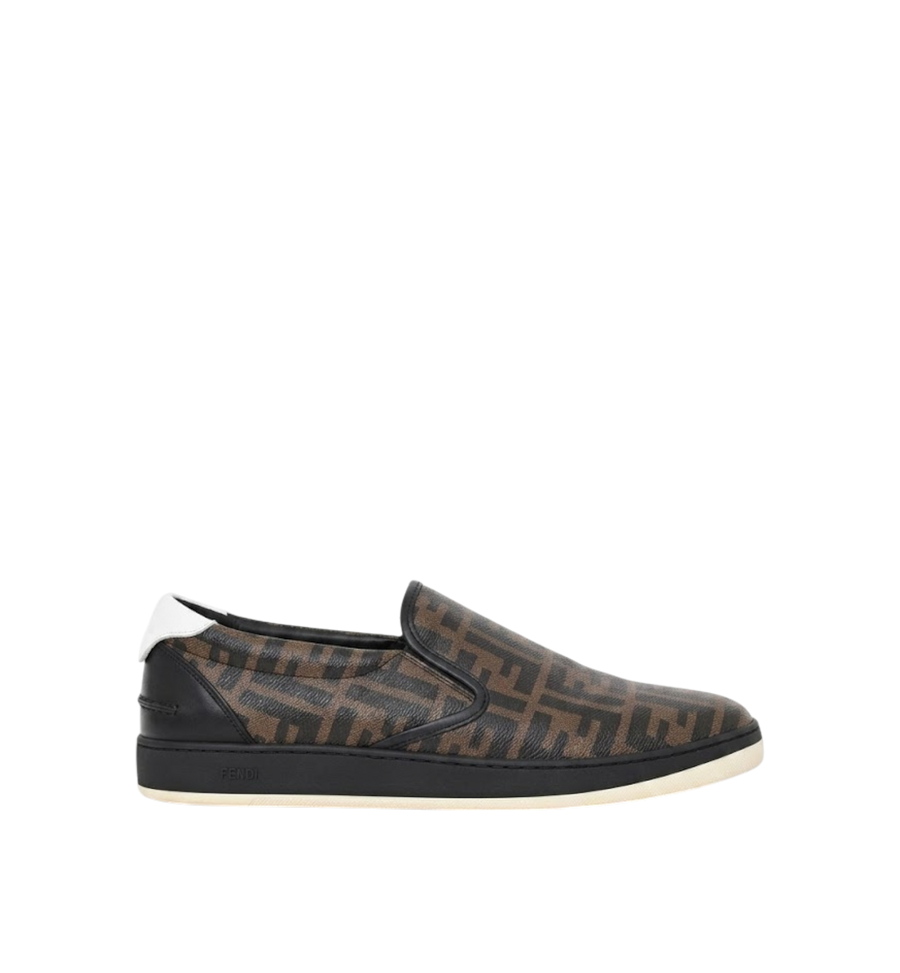 Fendi FF Slip Sneakers Zucca Brown
