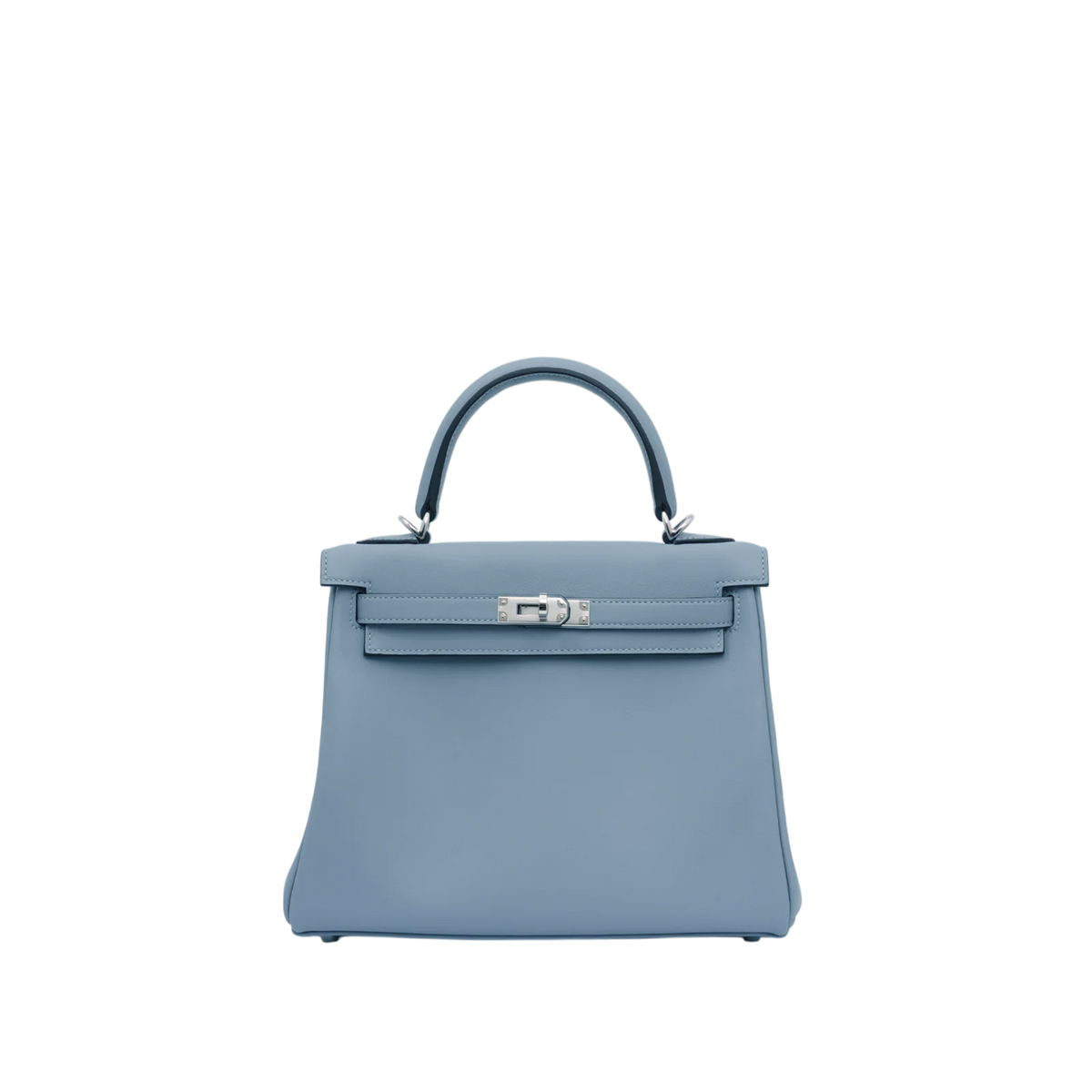 Hermès Kelly 25 Bleu Lin Swift Leather Palladium Hardware Bag