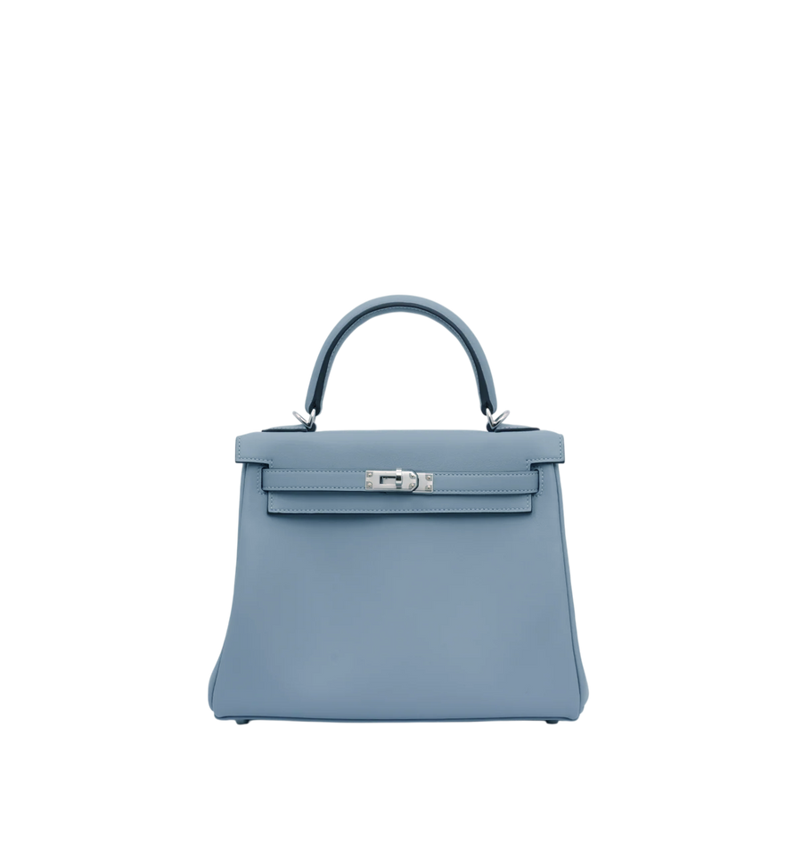 Hermès Kelly 25 Bleu Lin (J7) Swift PHW