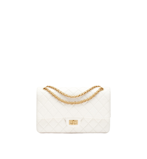 Chanel Cream White 2.55 Large Handbag Gold Hardware