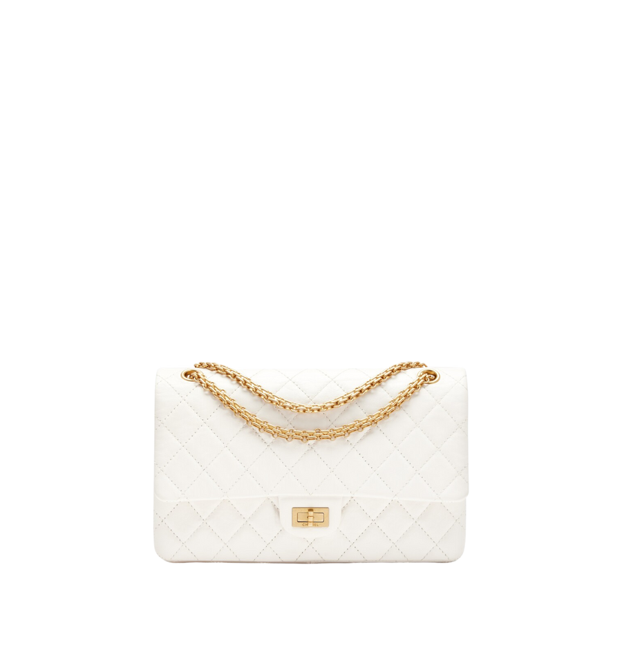 Chanel Cream White 2.55 Large Handbag Gold Hardware