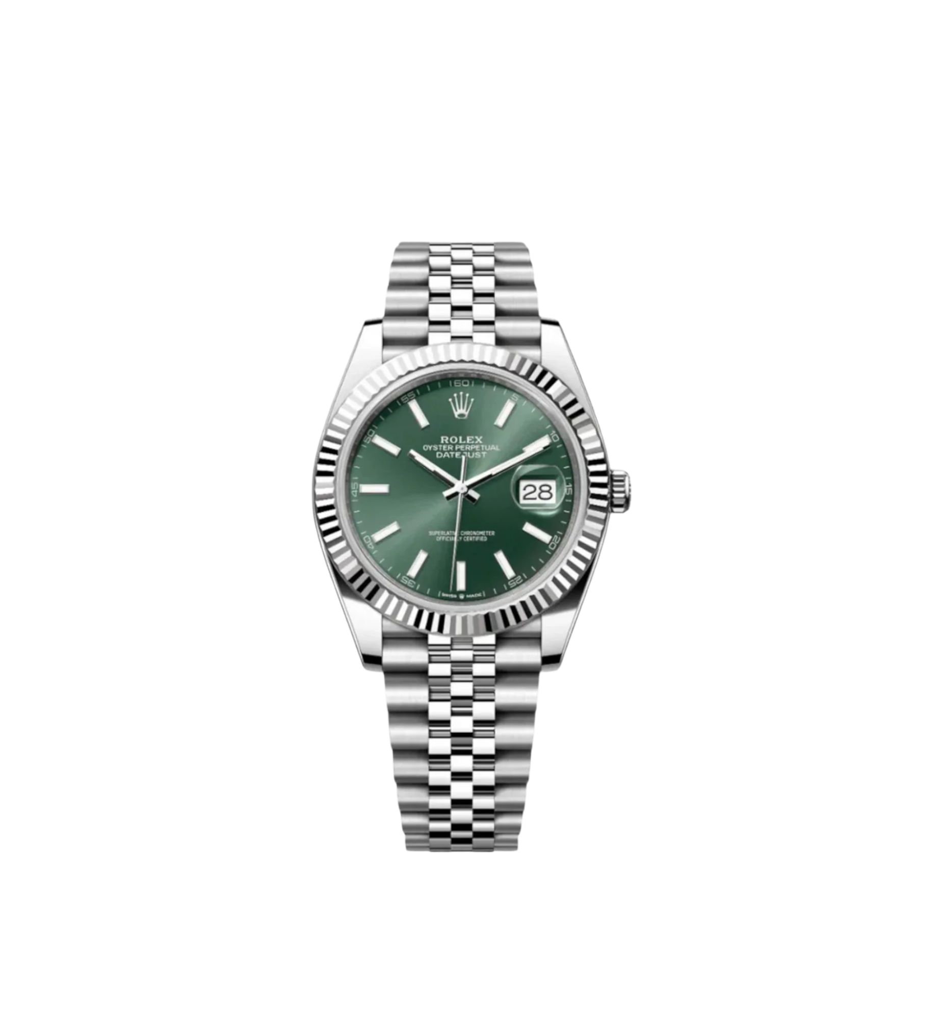 Rolex Datejust 41 Ref. 126334 Mint Green with Fluted Bezel and Jubilee Bracelet