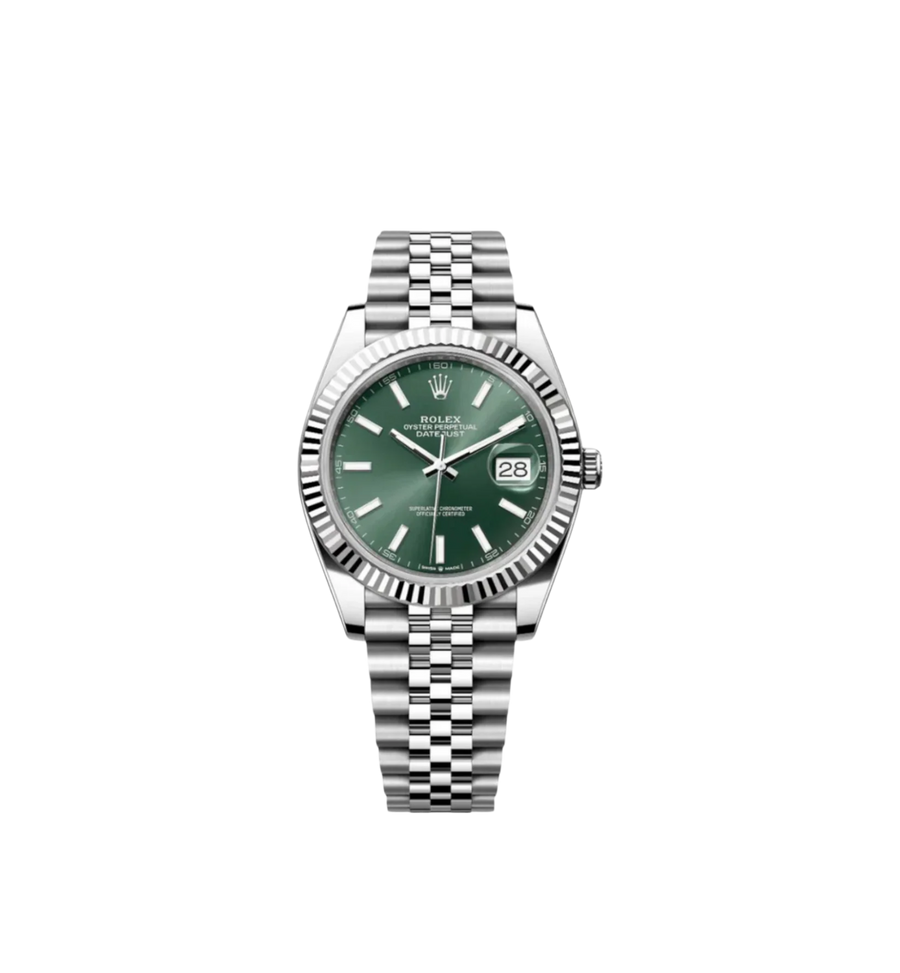 Rolex Datejust 41 Ref. 126334 Mint Green with Fluted Bezel and Jubilee Bracelet
