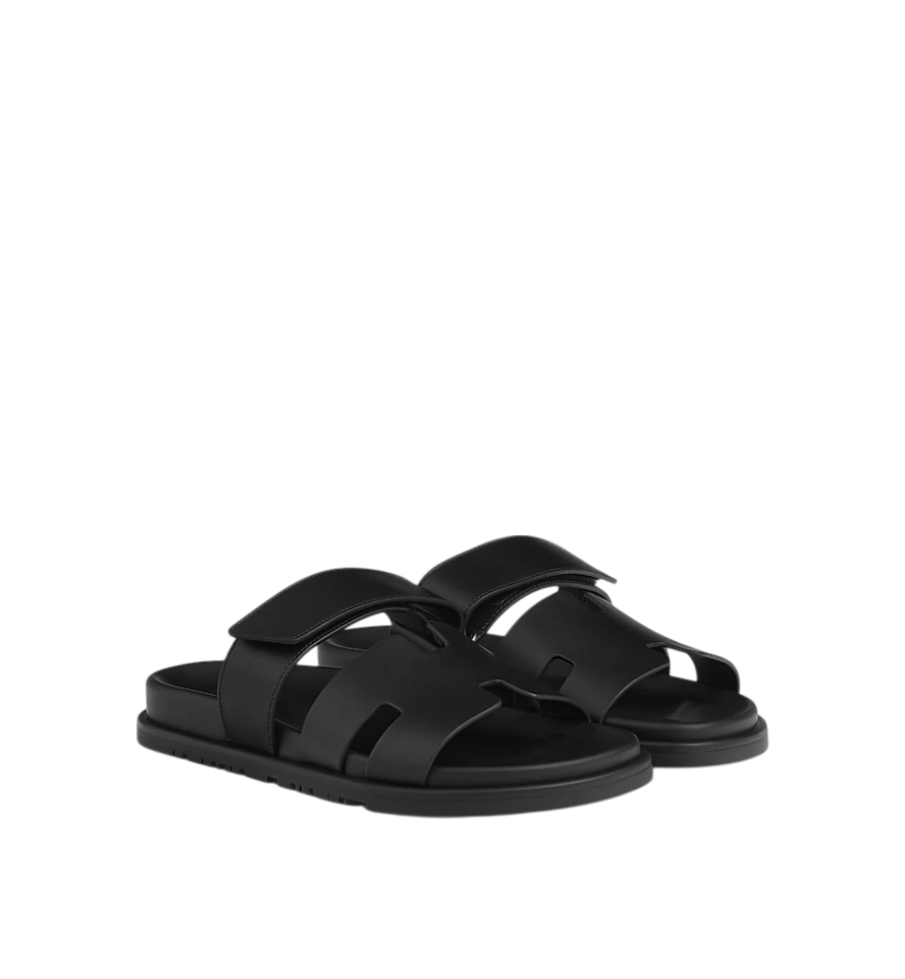 Hermès Chypre Sandals Calfskin Men Black