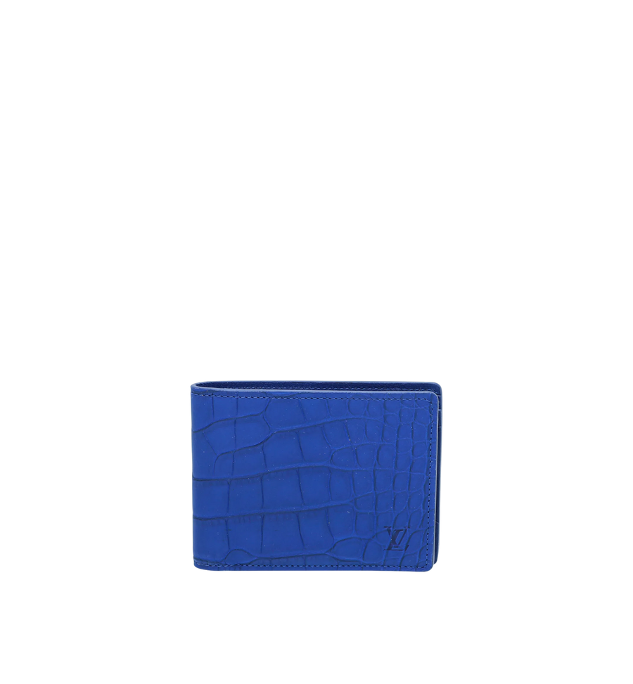 Louis Vuitton Blue Crocodile Matte Multiple Wallet