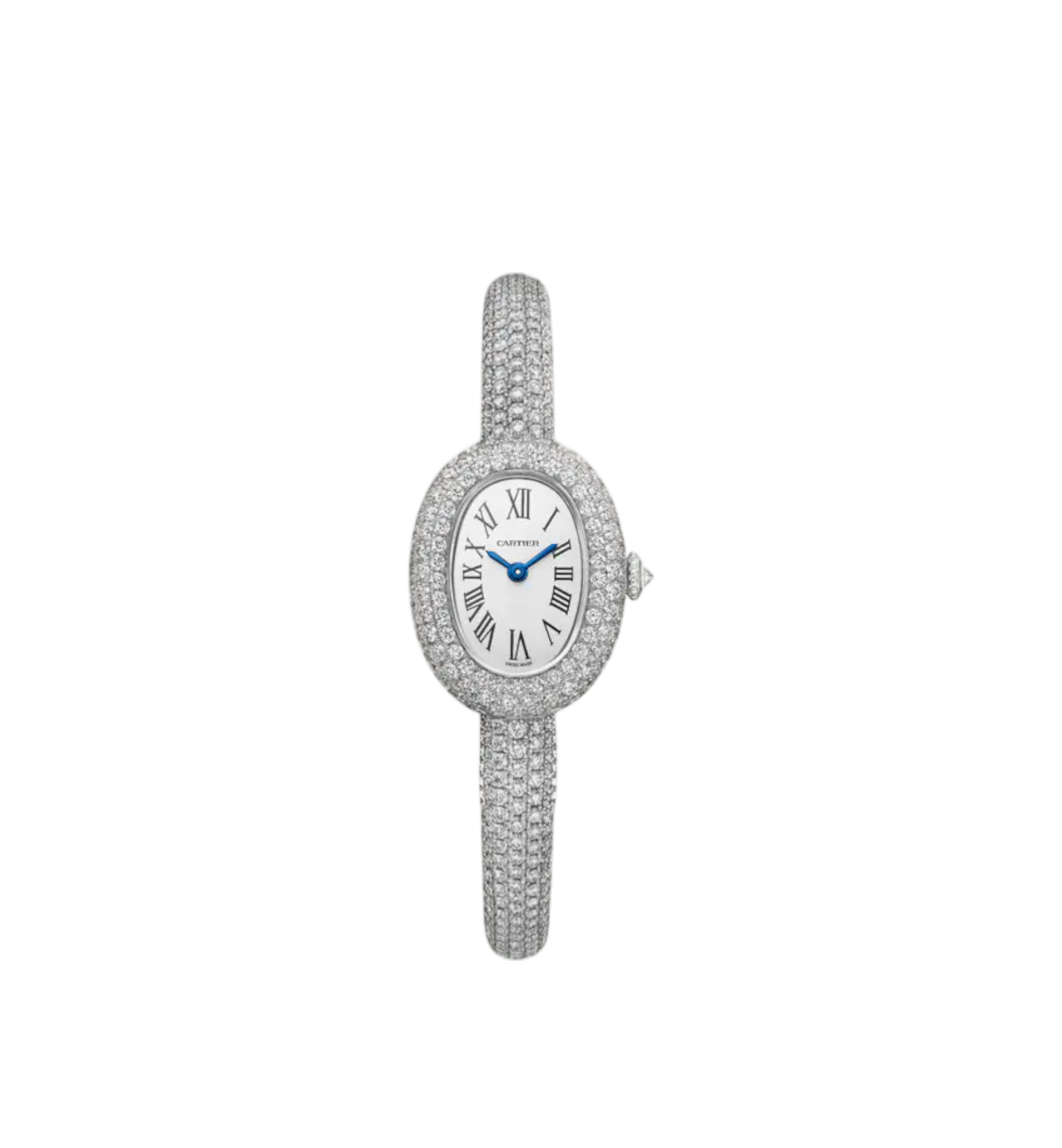 Cartier Baignoire Mini 18k White Gold Size 16 Full Diamond Ref. HPI01773
