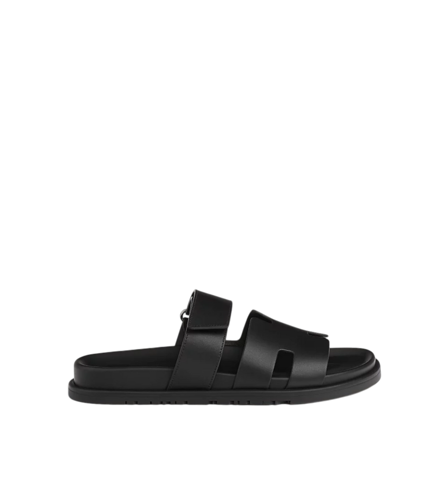 Hermès Chypre Sandals Calfskin Men Black