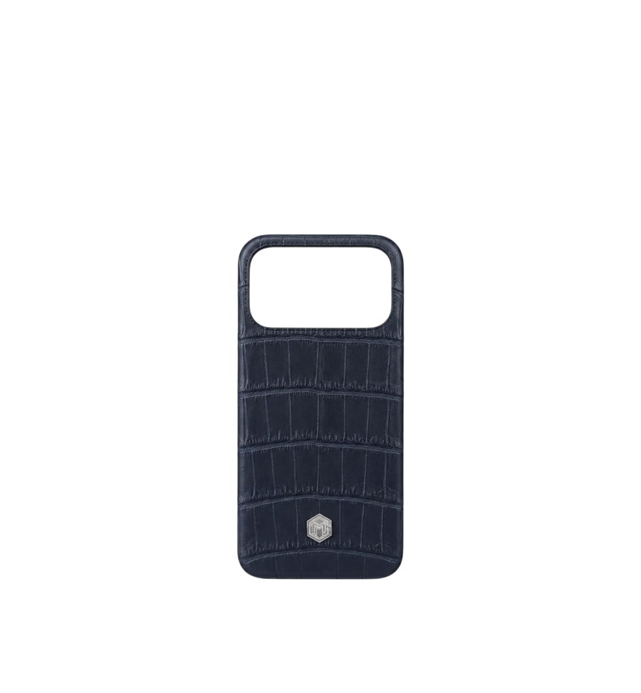 Marina De Golle Crocodile leather phone case Navy 17 Pro