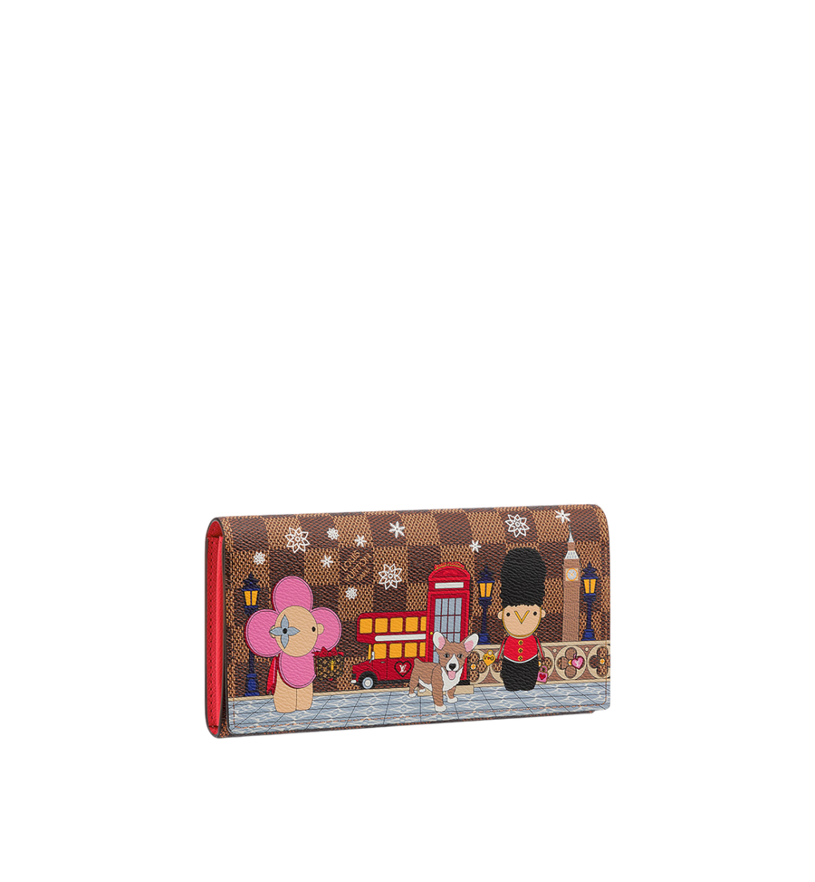 Louis Vuitton Sarah Wallet Damier Ebène Vivienne Red