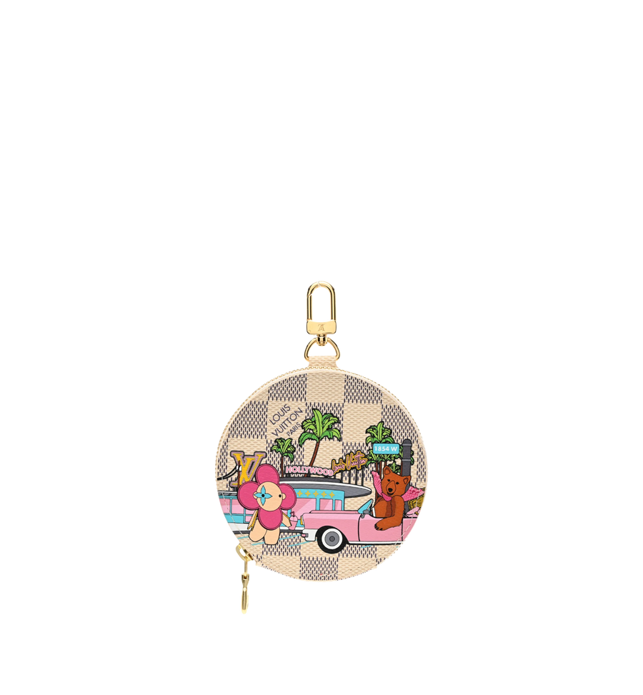 Louis Vuitton Damier Azur 2021 Christmas Animation Hollywood Bag Charm Fuchsia