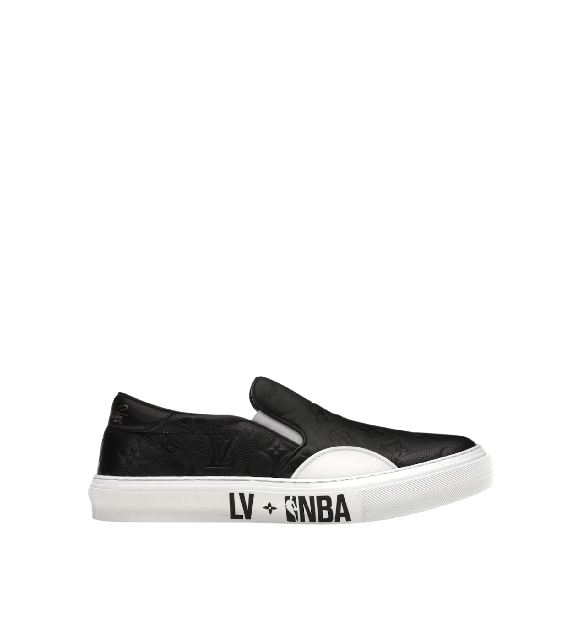 LOUIS VUITTON x NBA MONOGRAM SLIP-ON SNEAKERS BLACK LEATHER MEN