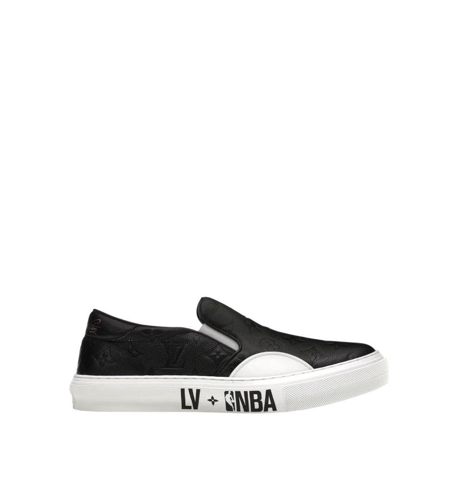 Louis Vuitton x NBA Monogram Slip-On Sneakers Black Leather Men