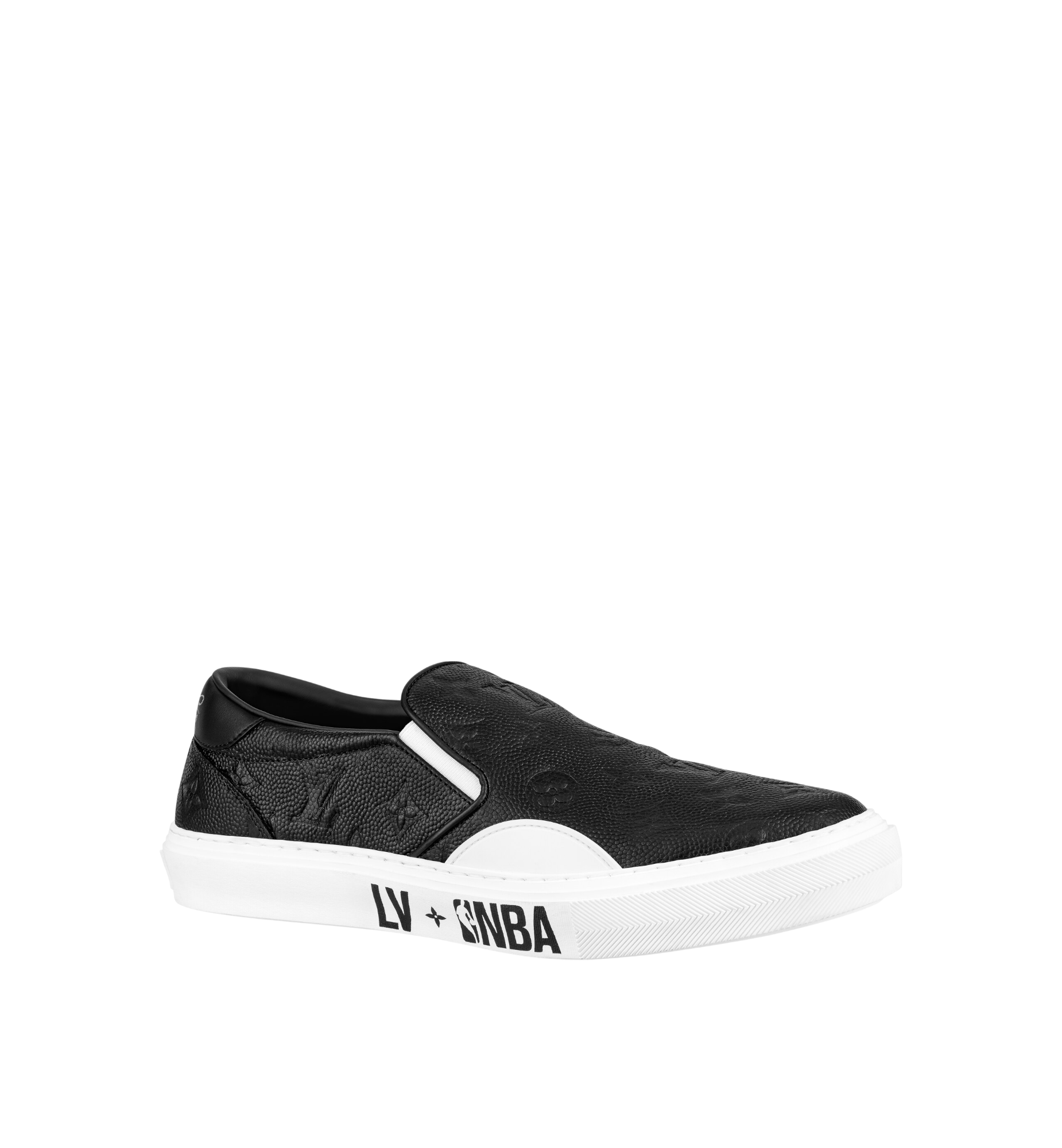 LOUIS VUITTON x NBA MONOGRAM SLIP-ON SNEAKERS BLACK LEATHER MEN