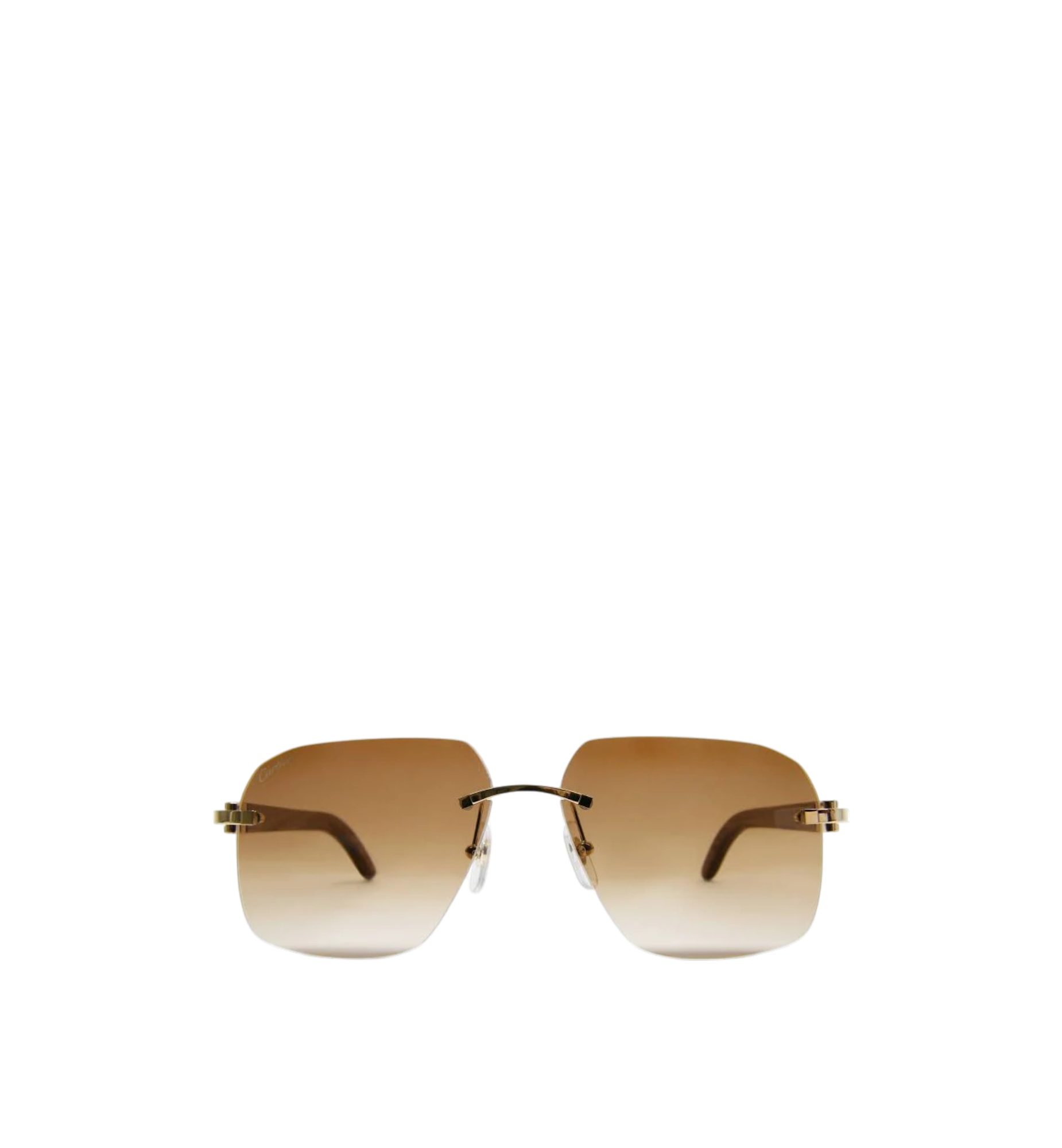 Cartier Wood Rimless Rectangle Frame Sunglass Brown/Gold Ref. CT0041RS