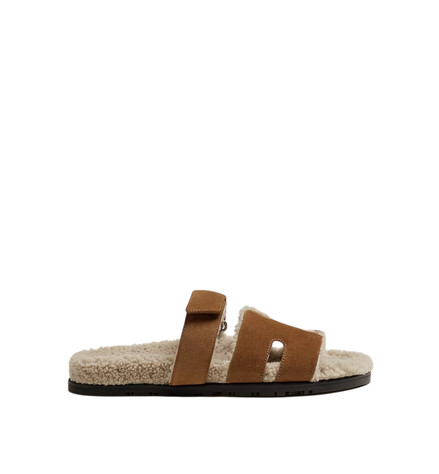 Hermès Chypre Sandal Brown | Ecru Shearling