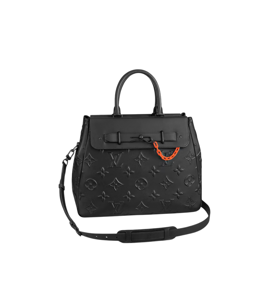Louis Vuitton Steamer Tote Bag Monogram Seal Black