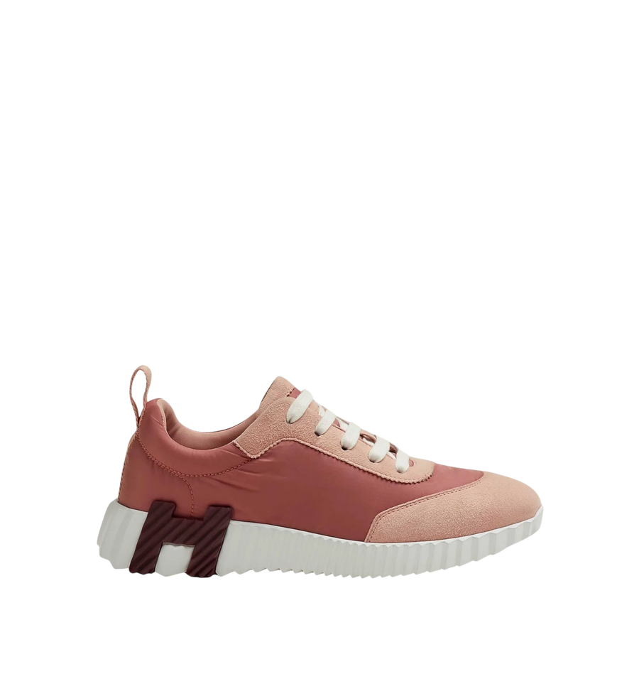 Hermès Bouncing Sneaker Rose Opaline Parachute Fabric Suede
