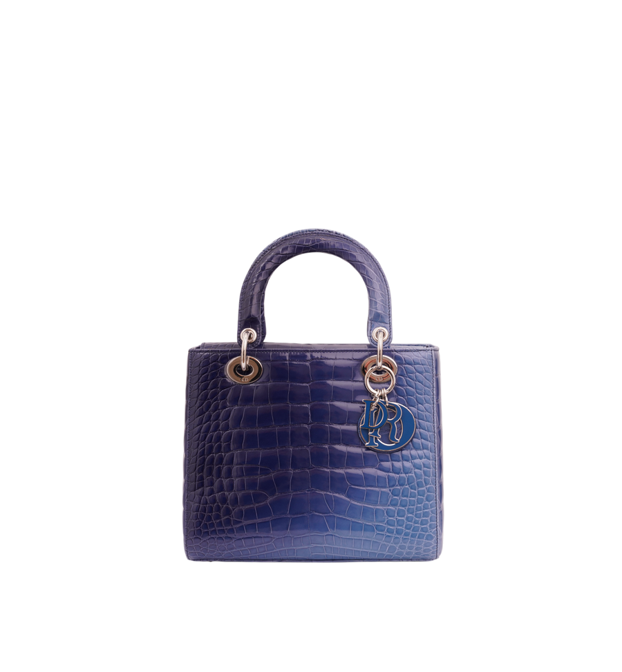 Dior Blue Alligator Leather Medium Tote Bag