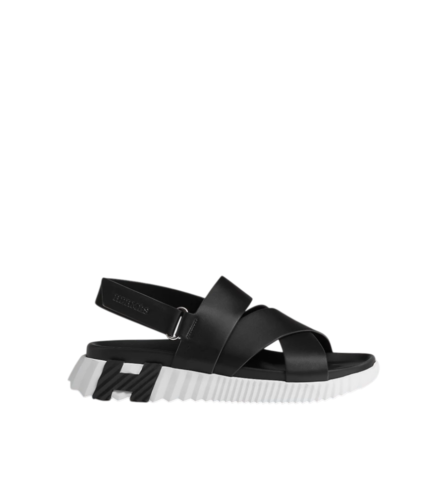 Hermès Electric Sandals Black White
