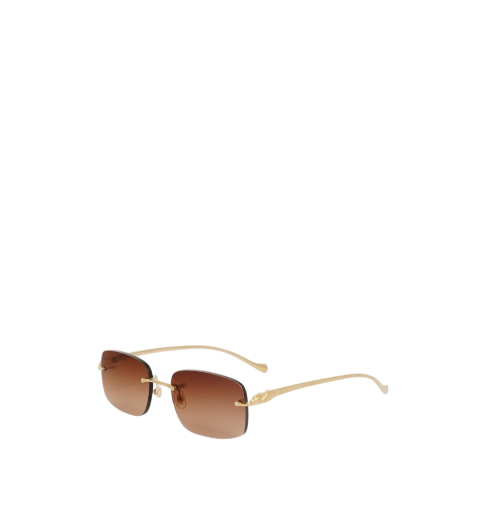 Cartier Sunglasses CT0061O-002 Panthere 2D Gold Full Brown Lens