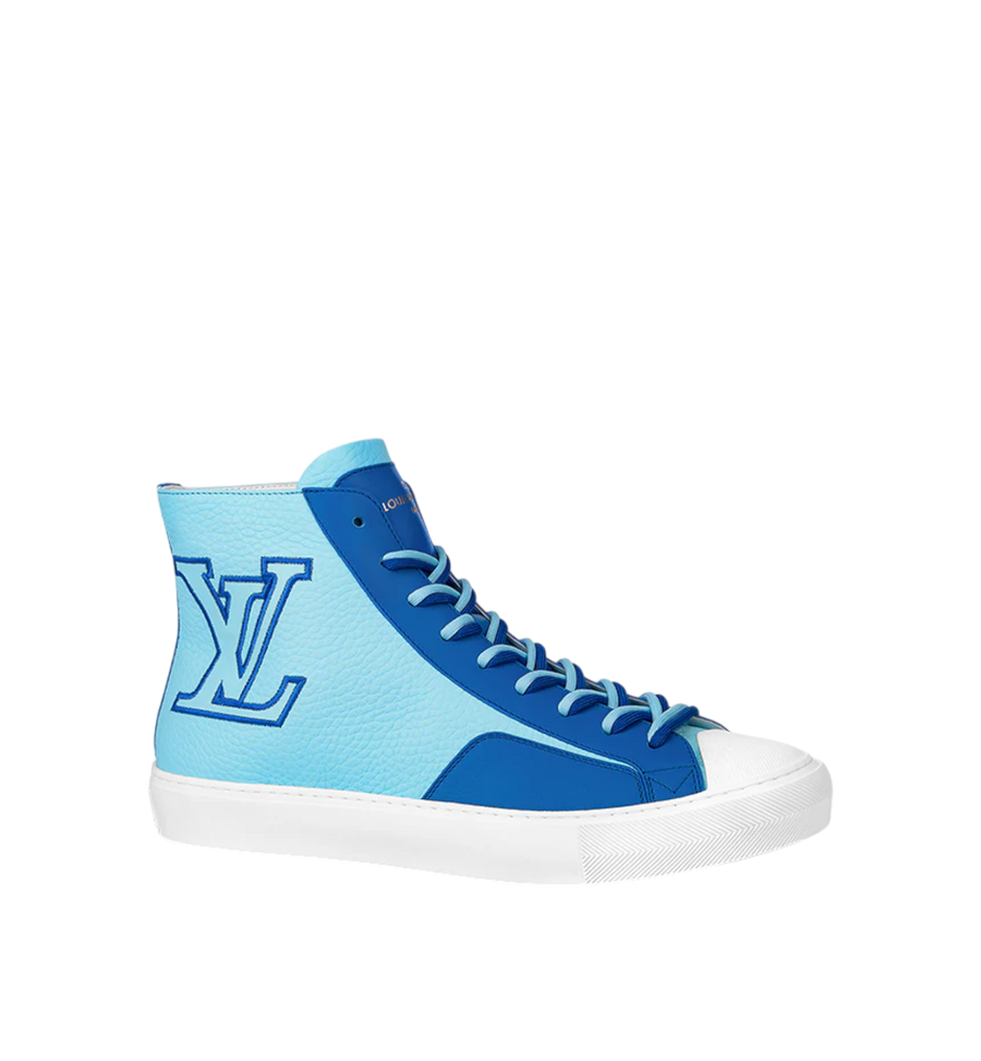 Louis Vuitton Rivoli High Sneaker Taurillon Aqua Big Logo Men