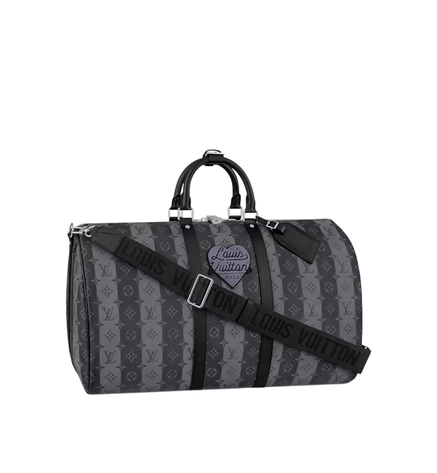 Louis Vuitton Keepall 55 Band. Monogram Stripes Grey