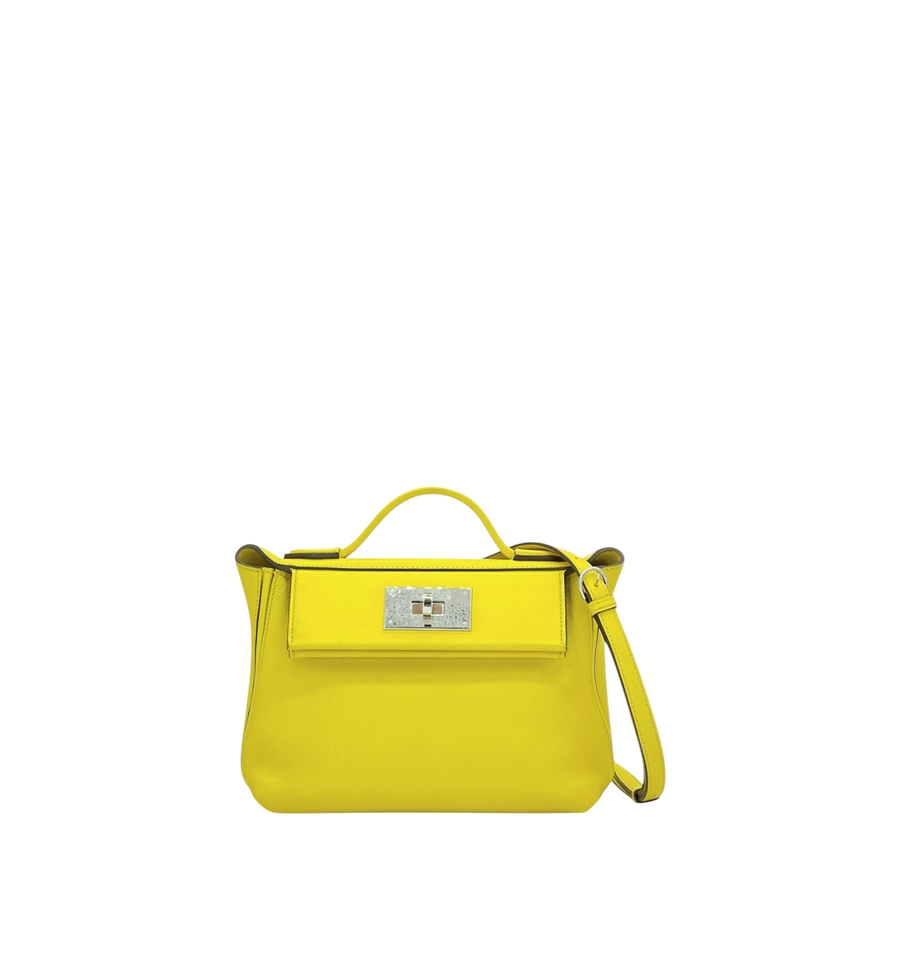 Hermès Evercolor Swift Leather Palladium Hardware Lime 24/24 Mini