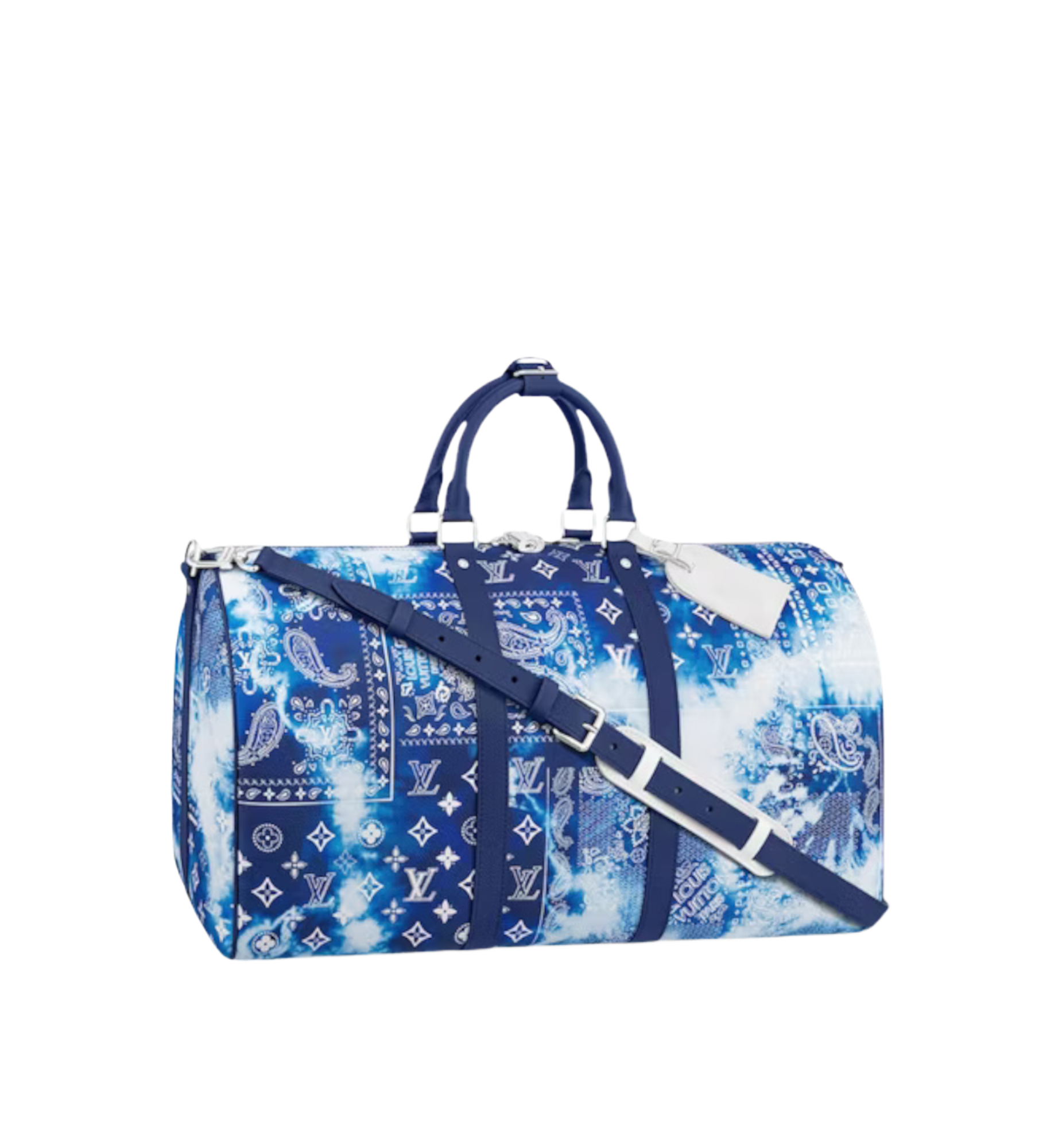 LOUIS VUITTON | KEEPALL 50 BAND. MONOGRAM BANDANA BLUE